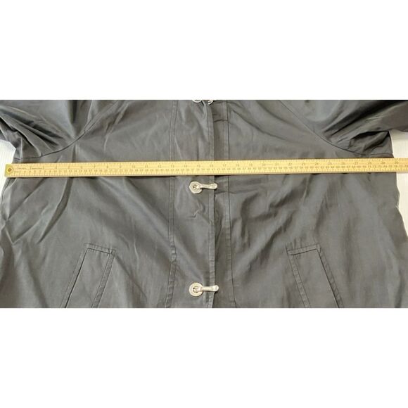 London Fog Lined Black Women's 3X Trench Rain Coat Hooded Silver Clasp Closer - Picture 7 of 12